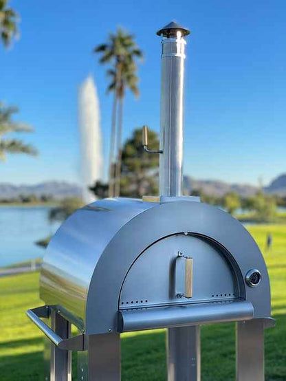 KoKoMo 32" Built-In Wood-Fired Pizza Oven With Ceramic Cooking Floor, Integrated Thermometer & 900°F Capability