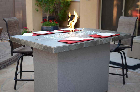 Entertainer 6 Ft Outdoor Fire Pit Table With Fire Glass, Flame Control & LP/NG Dual-Fuel Compatibility