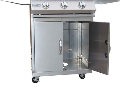 KoKoMo 26" 3-Burner Freestanding BBQ Grill – Stainless Steel Cart, 30,000 BTU, Integrated Thermometer, LP or Natural Gas