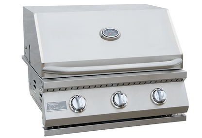 KoKoMo 26" 3-Burner Freestanding BBQ Grill – Stainless Steel Cart, 30,000 BTU, Integrated Thermometer, LP or Natural Gas