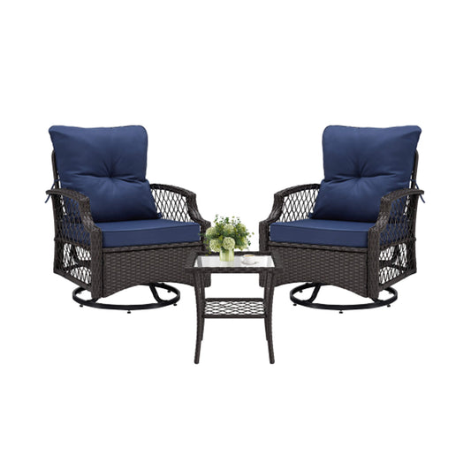 Alora 3-Piece Wicker Patio Bistro Set W/ Swivel Chairs And Table
