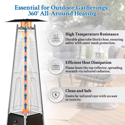 Outdoor 40,000 BTU Brown Propane Heater, Steel Pyramid Flame Heater