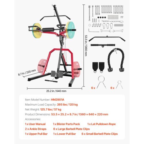 VEVOR HM2901A Leverage Home Gym with Lat Pulldown & Low Row