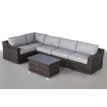 Outdoor Wicker Sectional Seating Set with Cushions & Table