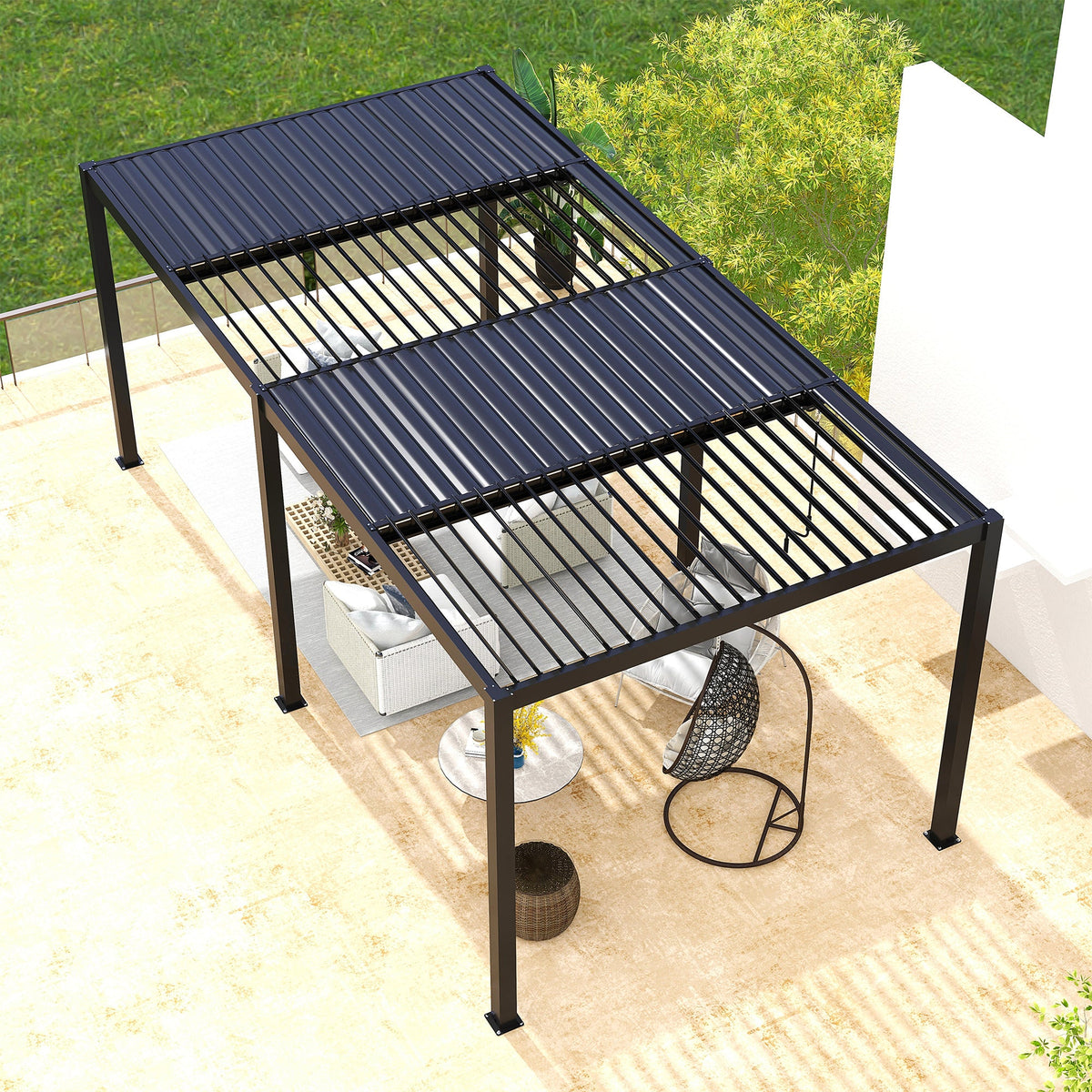 8610J Louvered Pergola 10'x19' With Durable Aluminum Frame & Adjustable Louvers for Customizable Sunlight Control