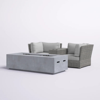 Outdoor Wicker Conversation Set with Cushions & Fire Pit