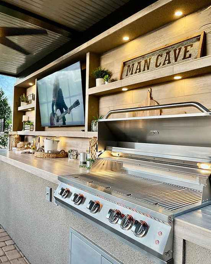 KoKoMo 20'x20' Luxury Outdoor Kitchen Pavilion With 70" TV, Built-In Grill, Kegerator & Bar Top