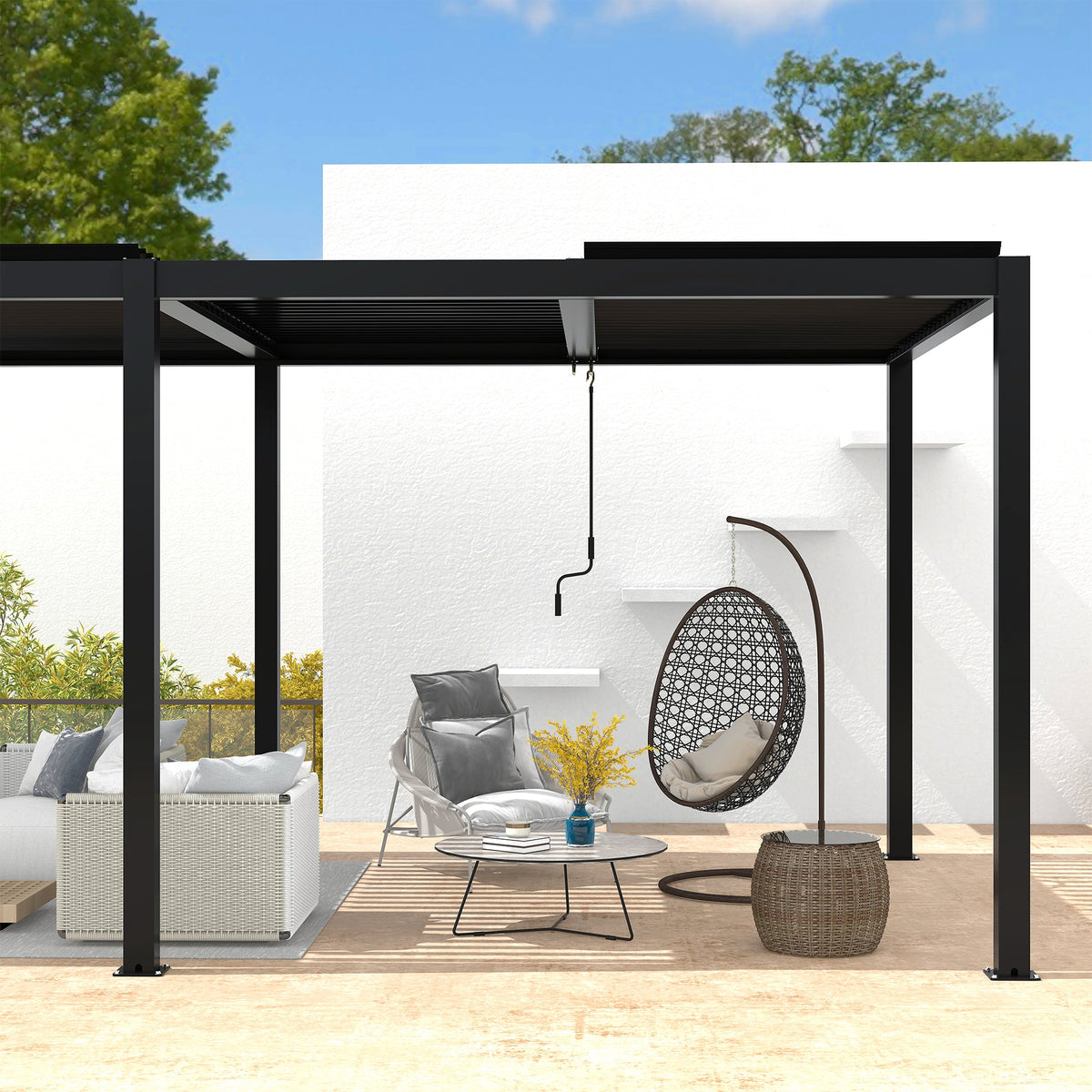 8610J Louvered Pergola 10'x19' With Durable Aluminum Frame & Adjustable Louvers for Customizable Sunlight Control