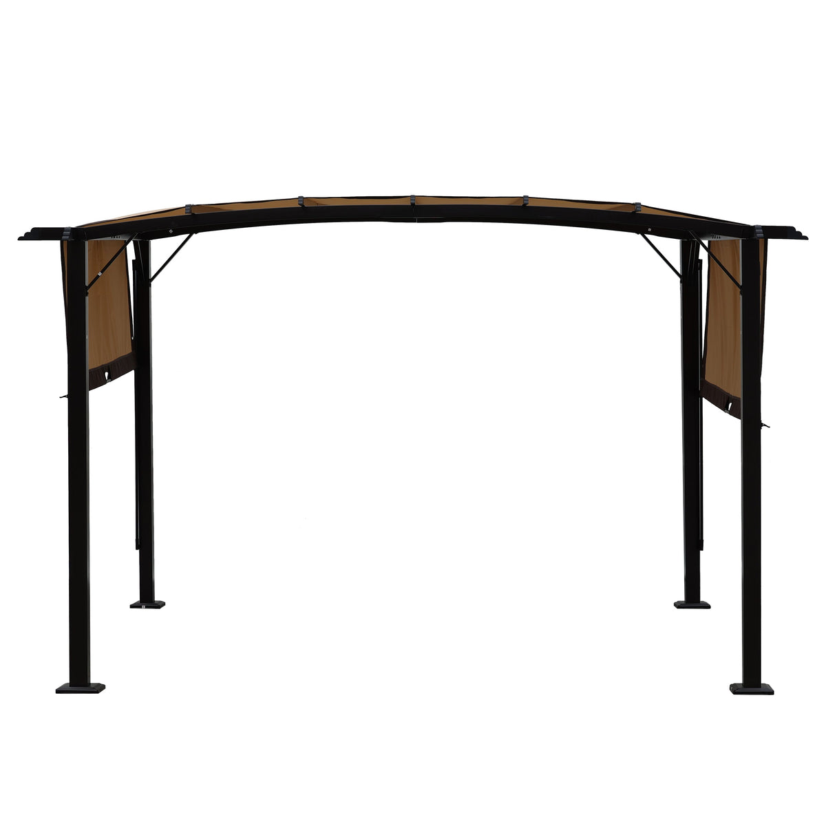 12 × 9 ft Steel Pergola with Retractable Side Shades – Beige & Brown