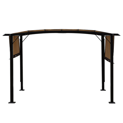 12 × 9 ft Steel Pergola with Retractable Side Shades – Beige & Brown