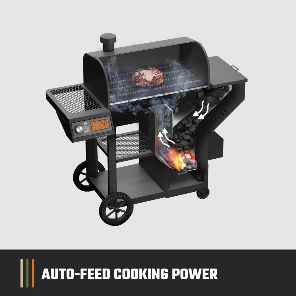 Tahoma 900 Auto-Feed Charcoal Smoker and Grill W/Wi-Fi with 900 Sq. In. Cooking Area in Black