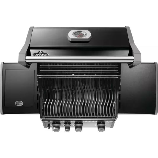 Rogue 425 3-Burner Natural Gas Grill in Black with Cast Iron Cooking Grids and Range Side Burner