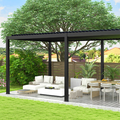 8640E Louvered Pergola 10'x19' With Durable Aluminum Frame & Adjustable Steel Louvers for Shade Control