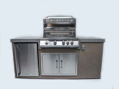 KoKoMo 7' Outdoor Kitchen Island With Built-In 32" Grill, Refrigerator & Stainless Steel Construction