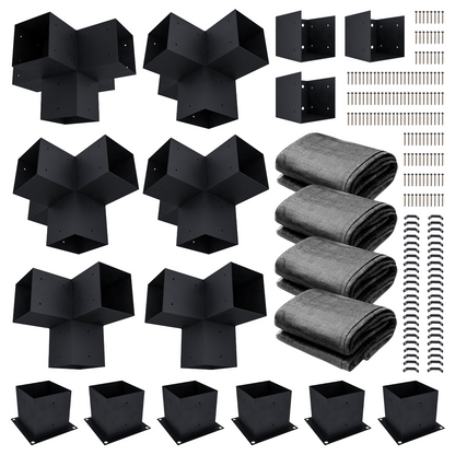 Zen Pergola DIY Attached Pergola Bracket Kit With Shade Canopies – 6-Post, Any Size Up to 24'x24', 95% UV Block, 4x4 or 6x6 Steel Brackets, 5-Year Warranty