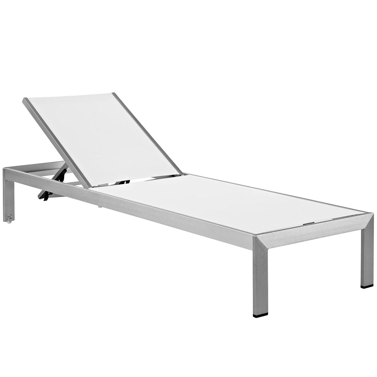 Modway Shore 6-Piece Outdoor Aluminum Chaise Lounge Set With Adjustable Backrests & Weather-Resistant Cushions
