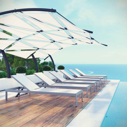 Modway Shore 6-Piece Outdoor Aluminum Chaise Lounge Set With Adjustable Backrests & Weather-Resistant Cushions