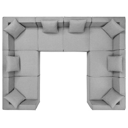 Modway Saybrook 8-Piece Outdoor Upholstered Sectional Sofa – Modular, UV-Resistant, Removable Covers, White, Gray, or Natural Navy