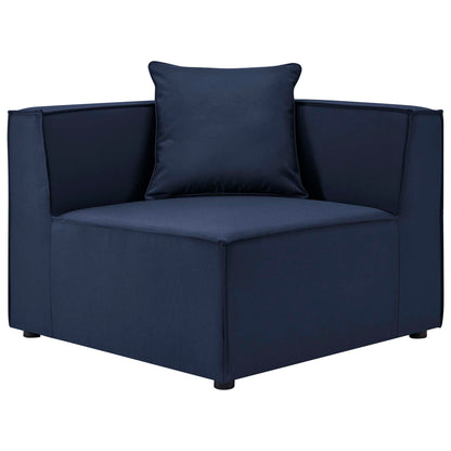 Modway Saybrook 8-Piece Outdoor Upholstered Sectional Sofa – Modular, UV-Resistant, Removable Covers, White, Gray, or Natural Navy