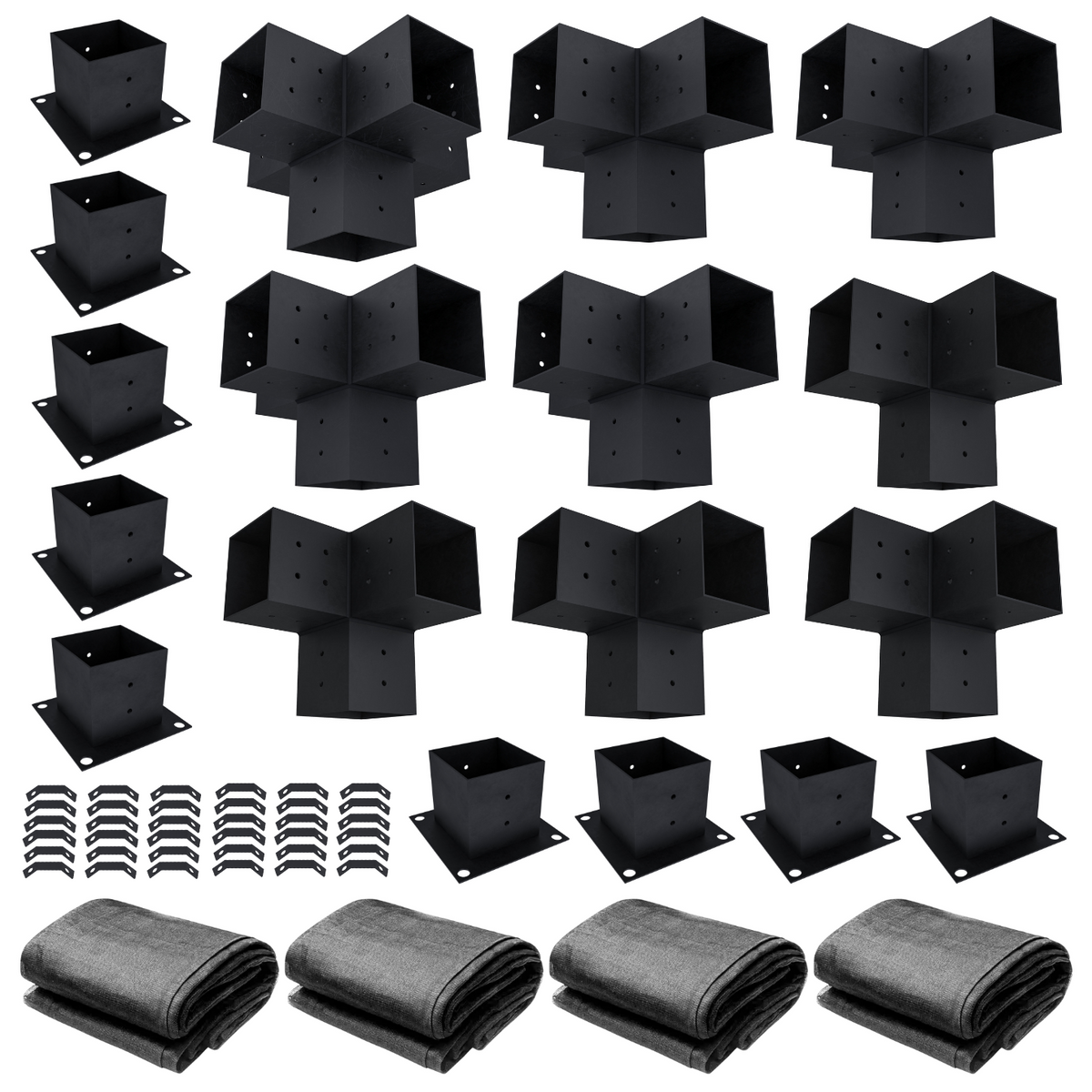 Zen Pergola DIY Freestanding Pergola Bracket Kit With Shade Canopies – 9-Post, Any Size Up to 24'x24', 95% UV Block, 4x4 or 6x6 Steel Brackets, 5-Year Warranty
