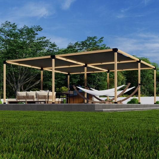 Zen Pergola DIY Freestanding Pergola Bracket Kit With Shade Canopies – 9-Post, Any Size Up to 24'x24', 95% UV Block, 4x4 or 6x6 Steel Brackets, 5-Year Warranty