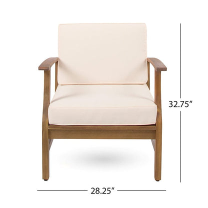 Acacia Wood Patio Chat Set – Teak Finish, Cream, Blue or Green Cushions