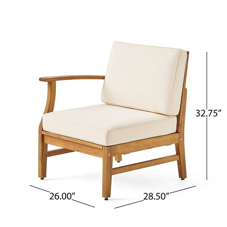 Acacia Wood Patio Chat Set – Teak Finish, Cream, Blue or Green Cushions