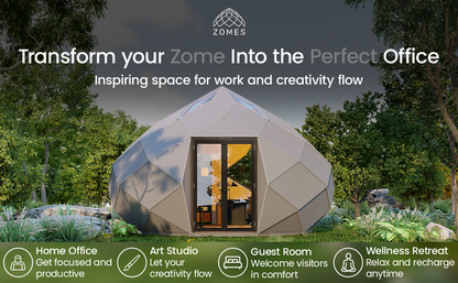 Patio Elegance Zomes Office – Premium Outdoor Office Pod, Panoramic Glass, Insulated, All-Season, Dedicated Backyard Workspace