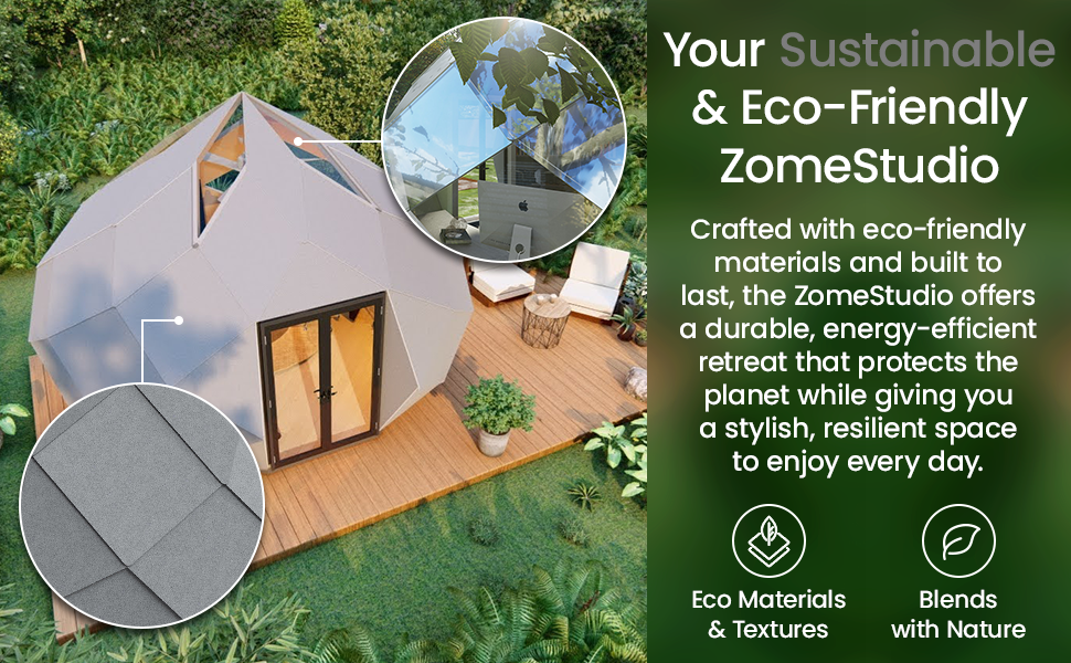 Patio Elegance Zomes Studio – Premium Outdoor Garden Pod, Panoramic Glass, All-Season, Multi-Use Studio Structure