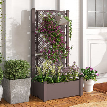 Self-Watering Raised Garden Bed Planter Box With Expandable Trellis & Water Level Indicator – 14 Gallon