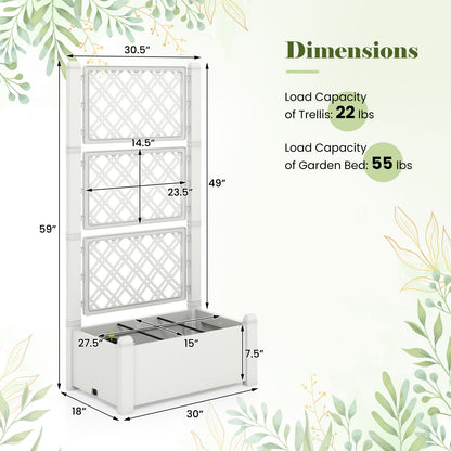 Self-Watering Raised Garden Bed Planter Box With Expandable Trellis & Water Level Indicator – 14 Gallon