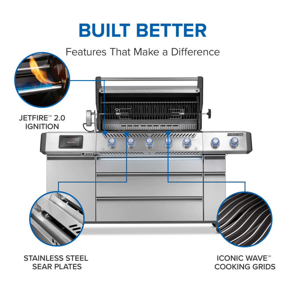 Napoleon Prestige® PRO 665 Elite 5-Burner Gas Grill With Smart Technology, Electric Smoker Box, SIZZLE ZONE® & Rotisserie Kit