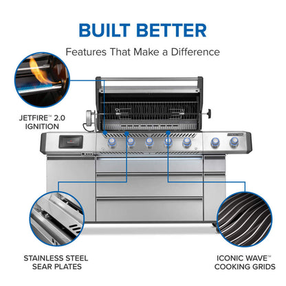 Napoleon Prestige® PRO 665 Elite 5-Burner Gas Grill With Smart Technology, Electric Smoker Box, SIZZLE ZONE® & Rotisserie Kit