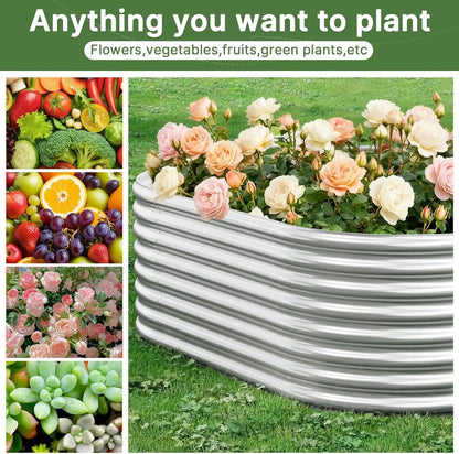 3-Piece Galvanized Steel Raised Garden Bed Set – Outdoor Metal Planter Box for Vegetables & Flowers, 3x2 ft