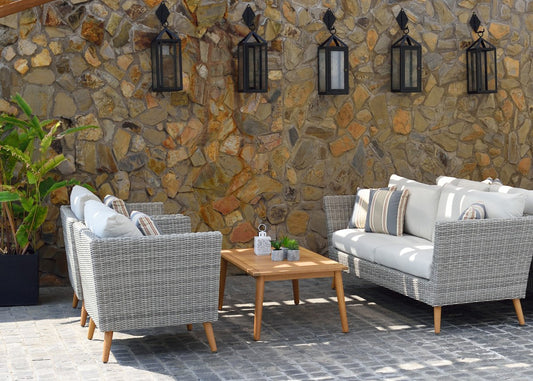 Panther Outdoor Patio Wicker and FSC Wood Seating Set