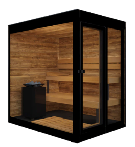 Thermasol Vera Glass Outdoor Sauna – 2–3 Person, Mirrored Glass Walls, Thermally Modified Aspen, RGB LED Light Therapy, WiFi Heater, All-Season