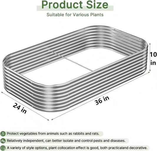 3-Piece Galvanized Steel Raised Garden Bed Set – Outdoor Metal Planter Box for Vegetables & Flowers, 3x2 ft
