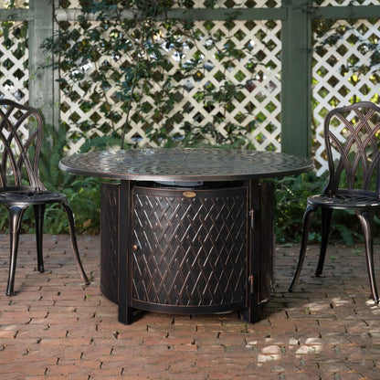 Fire Sense Verona 44" Round Aluminum Propane Fire Pit Table – 55,000 BTU