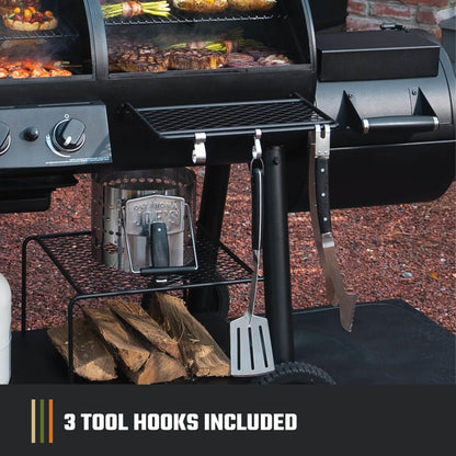 Canyon Combo Dual Fuel 3-Burner Propane Gas and Charcoal Smoker and Grill with 1031 Sq. In. Cooking Area in Black