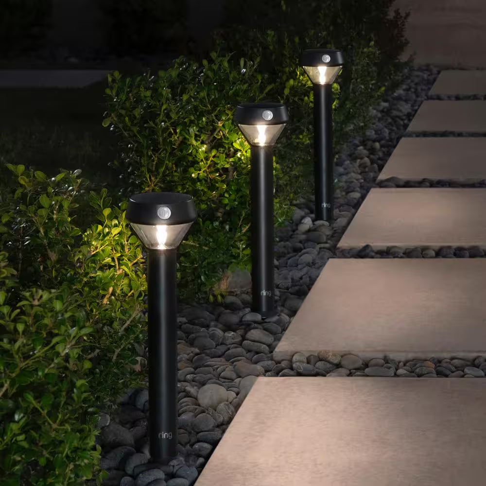 Smart Lighting, Solar Black Motion Activated Outdoor Integrated LED Pathlight