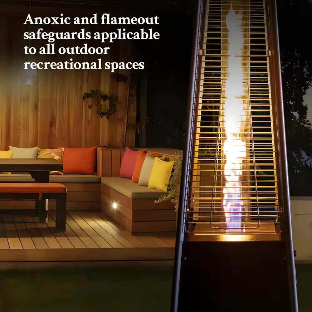 Outdoor 40,000 BTU Brown Propane Heater, Steel Pyramid Flame Heater