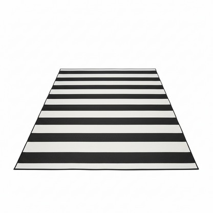 Plastic Straw Rug,9'X12' Outdoor 9' X 12', Black/White