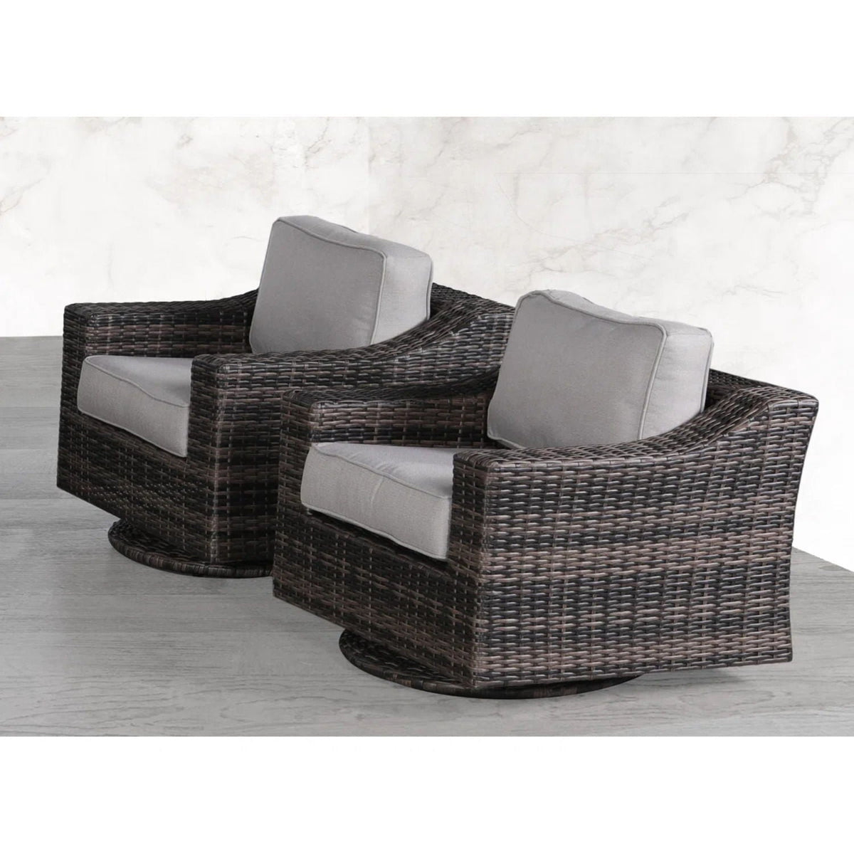 360° Swivel Wicker Patio Chairs, Set of 2 – Brown, Olefin Cushions