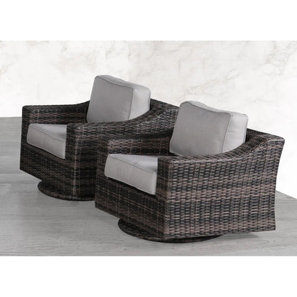 360° Swivel Wicker Patio Chairs, Set of 2 – Brown, Olefin Cushions