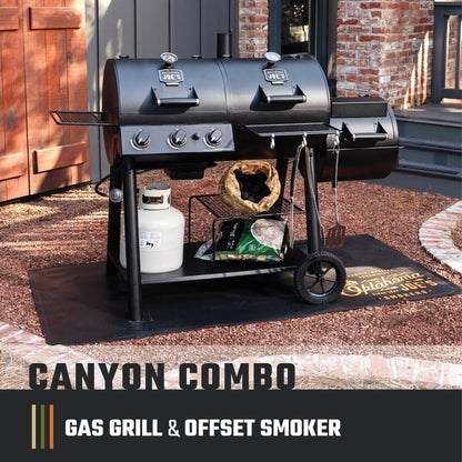 Canyon Combo Dual Fuel 3-Burner Propane Gas and Charcoal Smoker and Grill with 1031 Sq. In. Cooking Area in Black