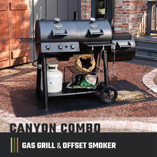 Canyon Combo Dual Fuel 3-Burner Propane Gas and Charcoal Smoker and Grill with 1031 Sq. In. Cooking Area in Black