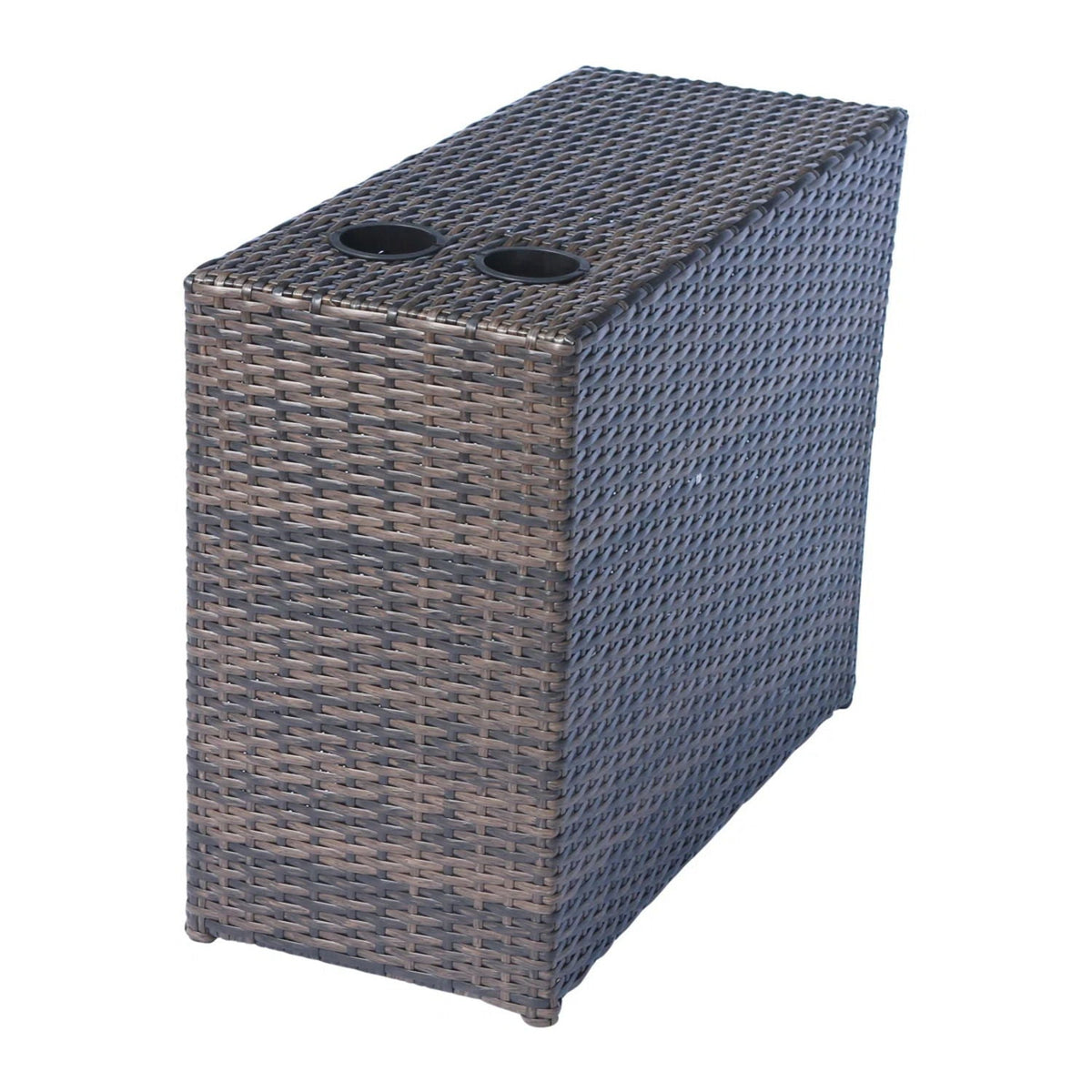 3-Piece Modular Wicker Loveseat Set with Cup-Holder Side Table