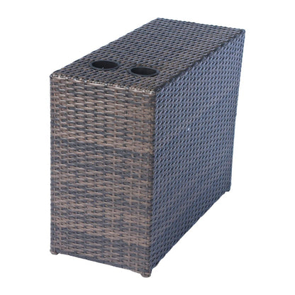 3-Piece Modular Wicker Loveseat Set with Cup-Holder Side Table