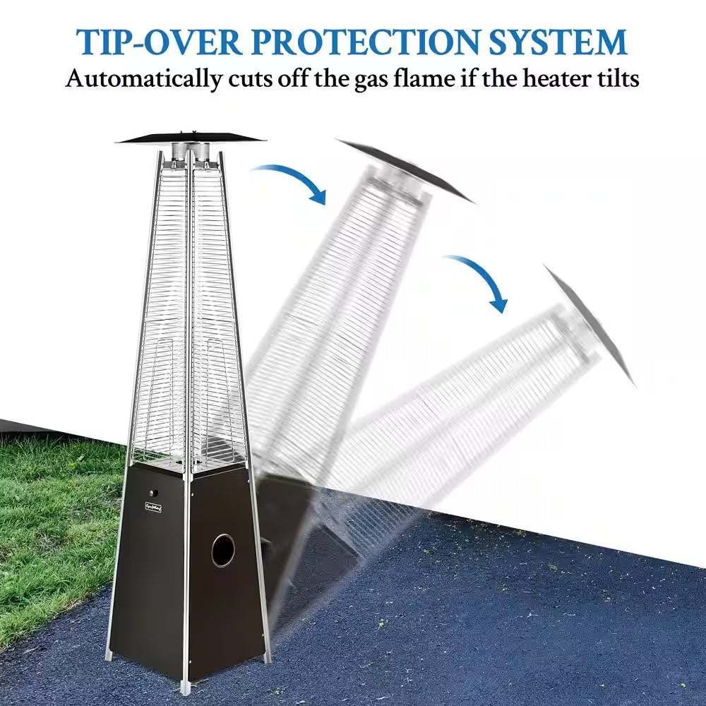 Outdoor 40,000 BTU Brown Propane Heater, Steel Pyramid Flame Heater