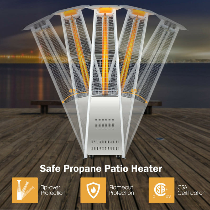 42,000 BTU Stainless Steel Pyramid Patio Heater with Wheels